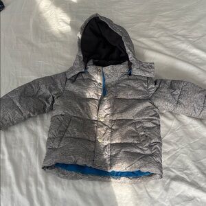 GAP Kids Gray Puffer winter coat with Blue Lining